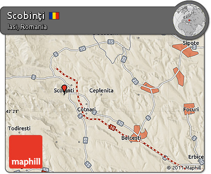 Shaded Relief Map of Scobinţi