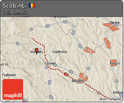 Shaded Relief Map of Scobinţi