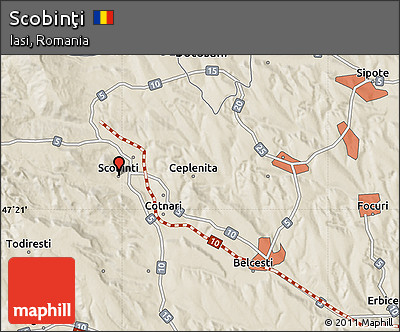 Shaded Relief Map of Scobinţi
