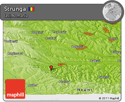 Physical Panoramic Map of Strunga