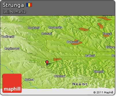 Physical Panoramic Map of Strunga