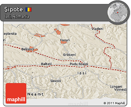 Shaded Relief Panoramic Map of Şipote