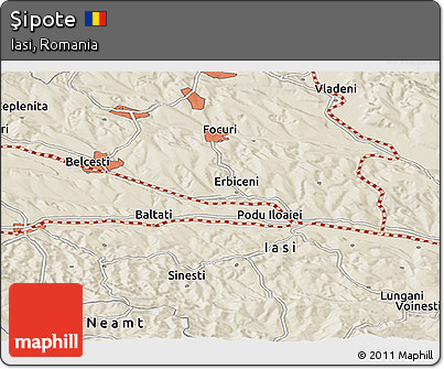 Shaded Relief Panoramic Map of Şipote