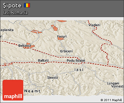 Shaded Relief Panoramic Map of Şipote