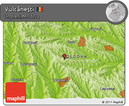 Physical 3D Map of Vulcăneşti