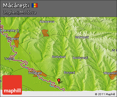 Physical 3D Map of Măcăreşti