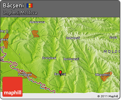 Physical 3D Map of Băcşeni
