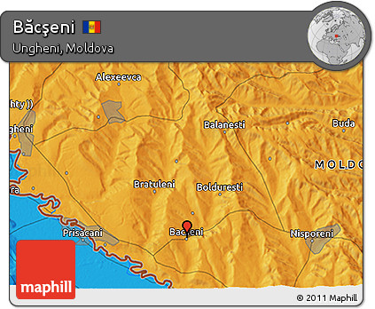 Political 3D Map of Băcşeni