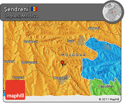 Political 3D Map of Şendreni