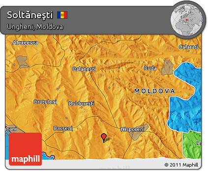 Political 3D Map of Soltăneşti