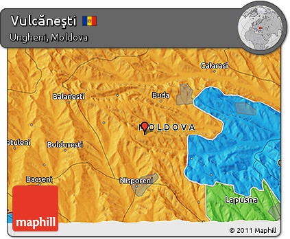 Political 3D Map of Vulcăneşti