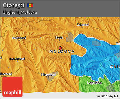 Political 3D Map of Cioreşti