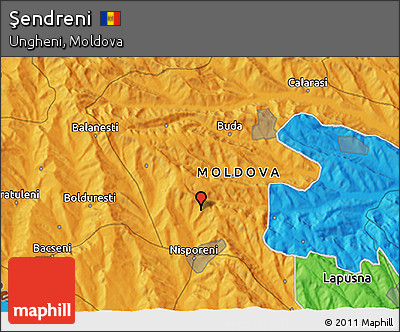 Political 3D Map of Şendreni