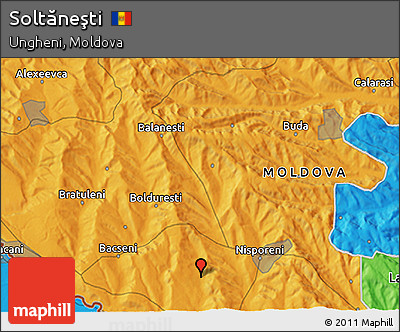 Political 3D Map of Soltăneşti