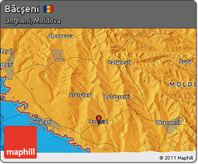 Political 3D Map of Băcşeni