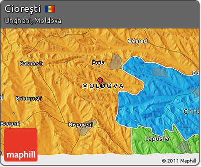 Political 3D Map of Cioreşti