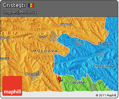 Political 3D Map of Cristeşti