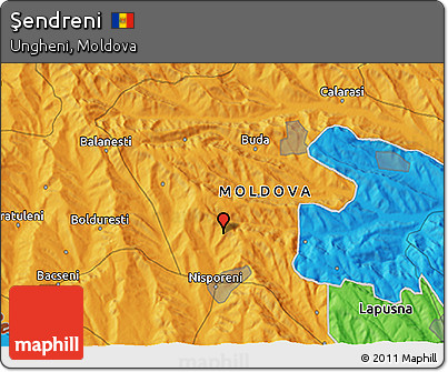 Political 3D Map of Şendreni