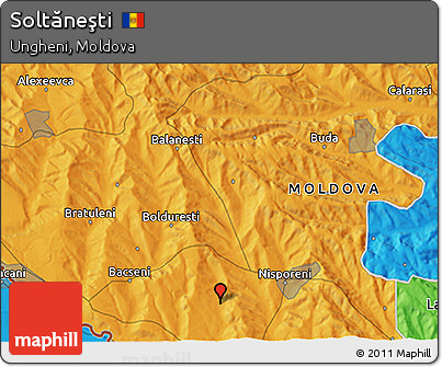 Political 3D Map of Soltăneşti