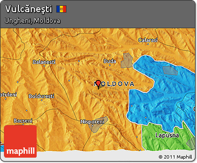 Political 3D Map of Vulcăneşti
