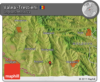 Satellite 3D Map of Valea -Trestieni