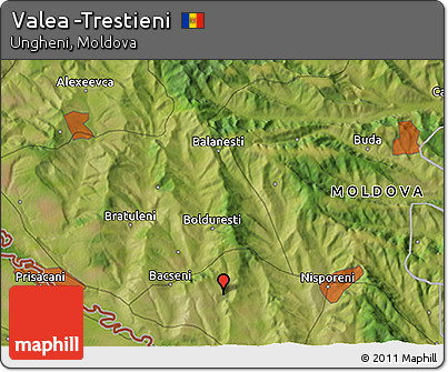 Satellite 3D Map of Valea -Trestieni