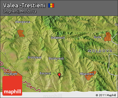 Satellite 3D Map of Valea -Trestieni