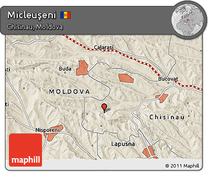 Shaded Relief 3D Map of Micleuşeni