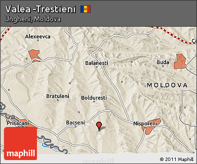 Shaded Relief 3D Map of Valea -Trestieni