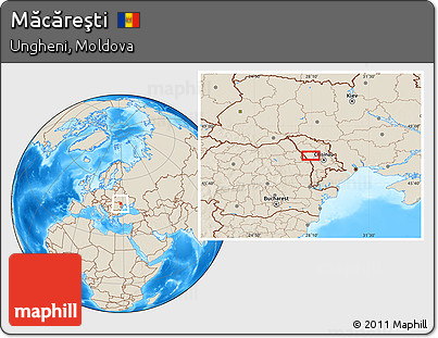 Shaded Relief Location Map of Măcăreşti
