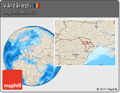 Shaded Relief Location Map of Vărzăreşti