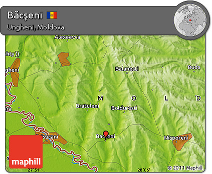 Physical Map of Băcşeni