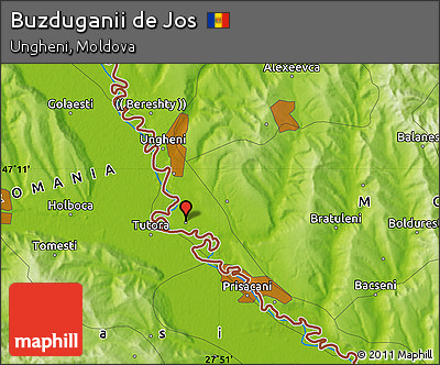 Physical Map of Buzduganii De Jos