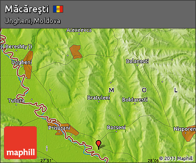 Physical Map of Măcăreşti