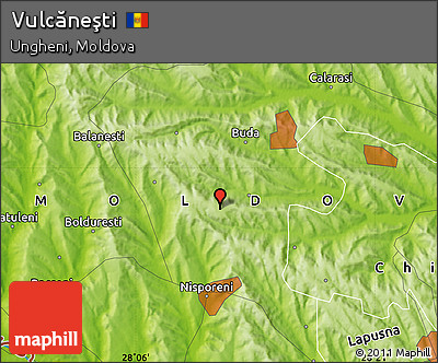 Physical Map of Vulcăneşti
