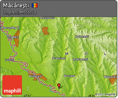 Physical Map of Măcăreşti