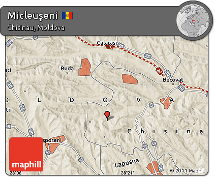 Shaded Relief Map of Micleuşeni