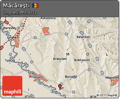 Shaded Relief Map of Măcăreşti