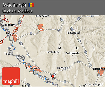 Shaded Relief Map of Măcăreşti
