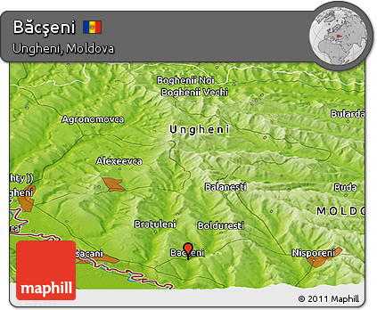 Physical Panoramic Map of Băcşeni