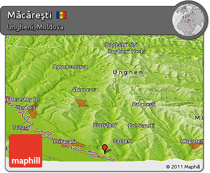 Physical Panoramic Map of Măcăreşti