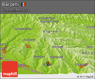 Physical Panoramic Map of Băcşeni