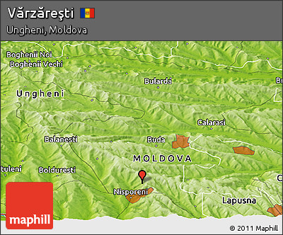 Physical Panoramic Map of Vărzăreşti