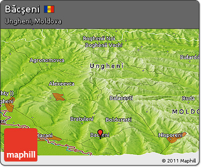 Physical Panoramic Map of Băcşeni
