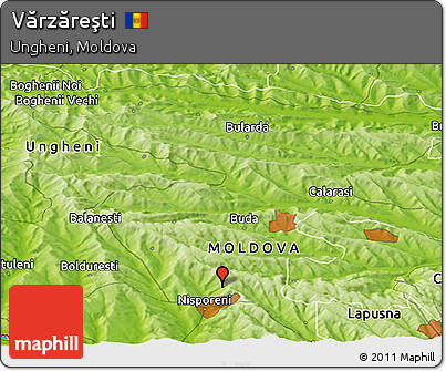 Physical Panoramic Map of Vărzăreşti