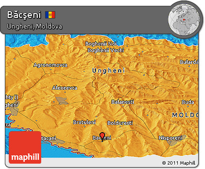 Political Panoramic Map of Băcşeni