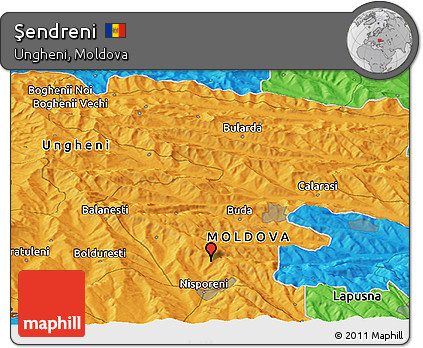 Political Panoramic Map of Şendreni