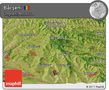 Satellite Panoramic Map of Băcşeni