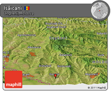 Satellite Panoramic Map of Isăicani