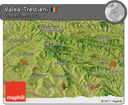 Satellite Panoramic Map of Valea -Trestieni